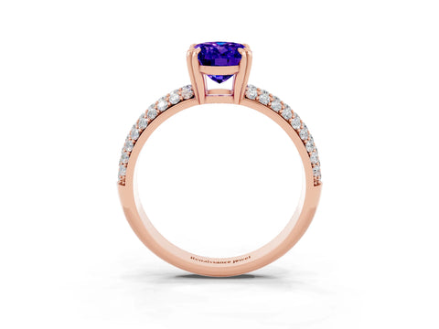 Rose gold Oval Cut Cut Pave Diamond Engagement Ring with Channel Set Band and Four-Prong Setting_3