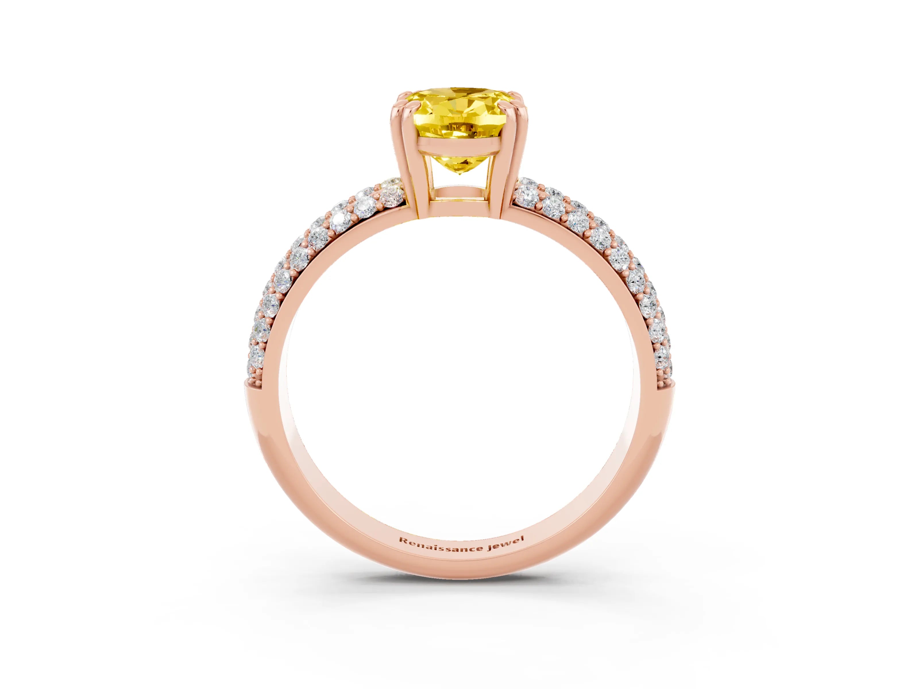 Rose gold Oval Cut Cut Pave Diamond Engagement Ring with Channel Set Band and Four-Prong Setting_3