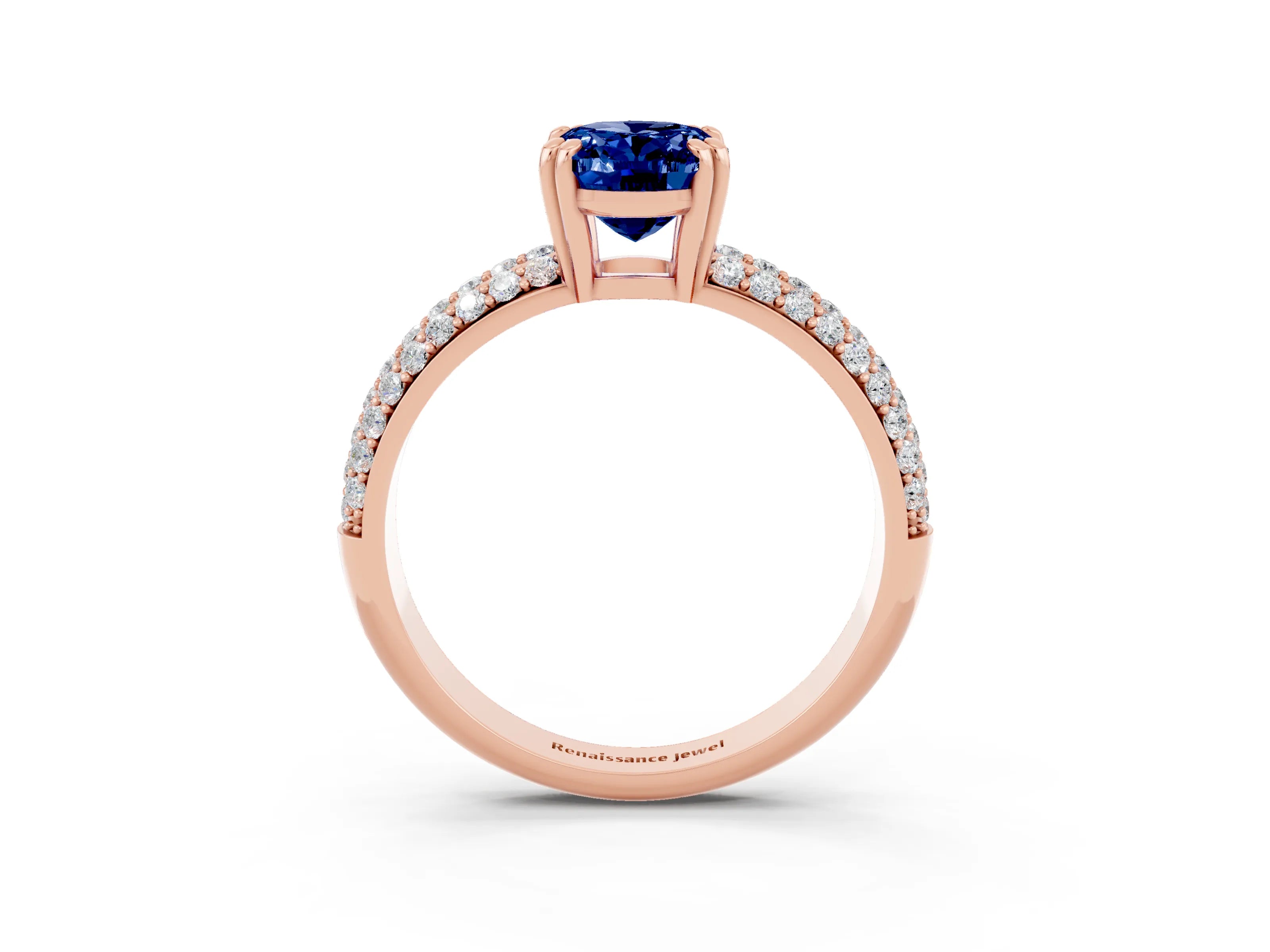 Rose gold Oval Cut Cut Pave Diamond Engagement Ring with Channel Set Band and Four-Prong Setting_3