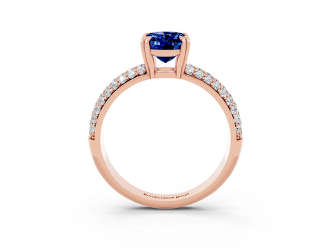 Rose gold Oval Cut Cut Pave Diamond Engagement Ring with Channel Set Band and Four-Prong Setting_3