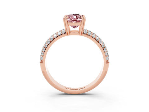 Rose gold Oval Cut Cut Pave Diamond Engagement Ring with Channel Set Band and Four-Prong Setting_3