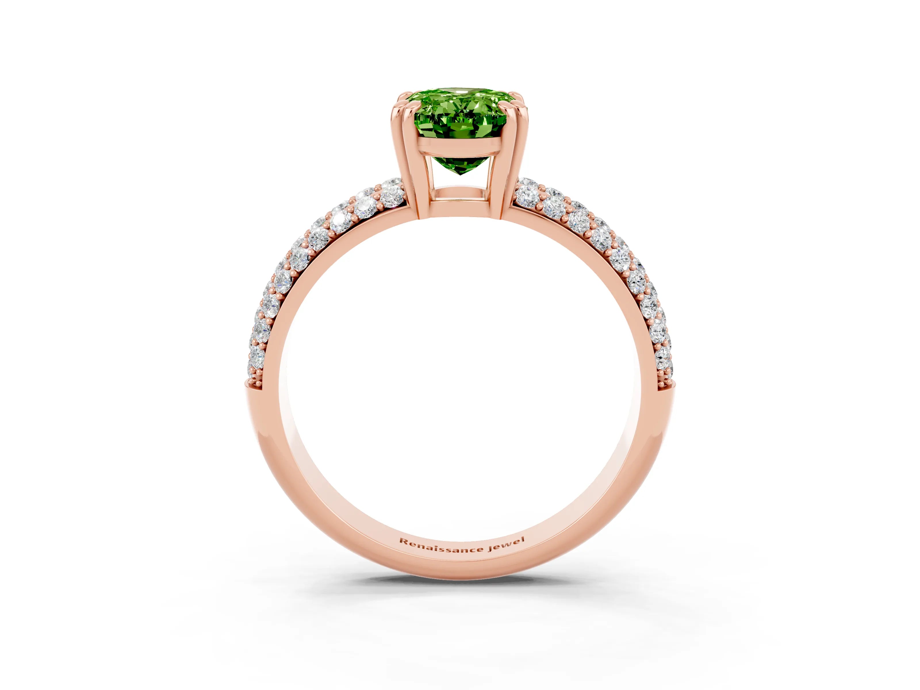 Rose gold Oval Cut Cut Pave Diamond Engagement Ring with Channel Set Band and Four-Prong Setting_3