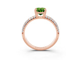 Rose gold Oval Cut Cut Pave Diamond Engagement Ring with Channel Set Band and Four-Prong Setting_3