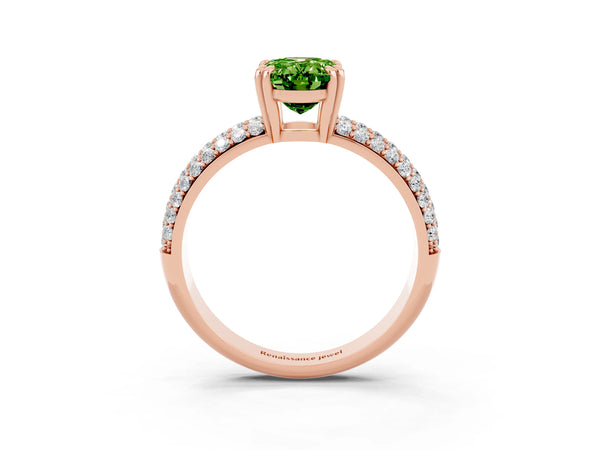 Rose gold Oval Cut Cut Pave Diamond Engagement Ring with Channel Set Band and Four-Prong Setting