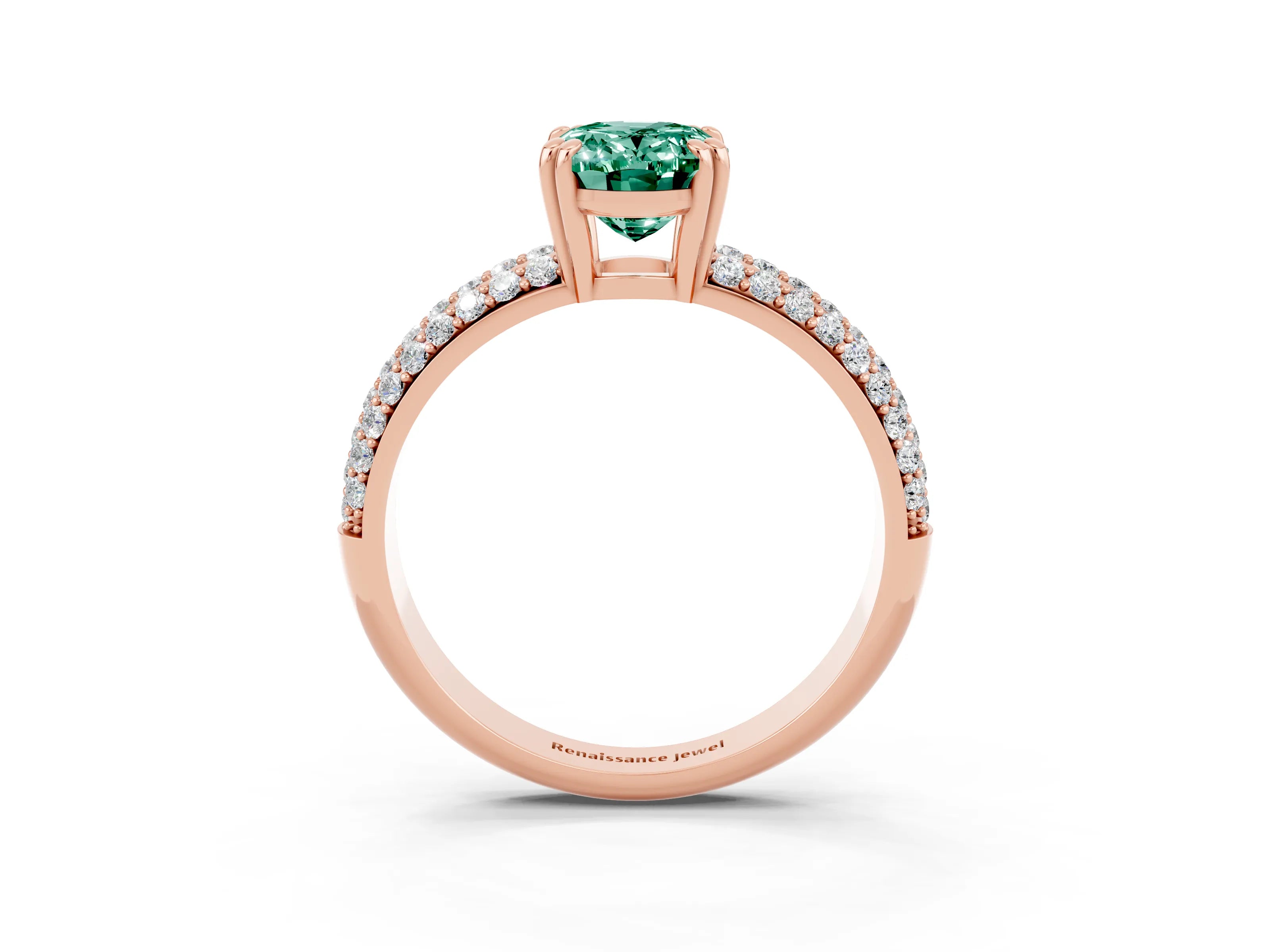 Rose gold Oval Cut Cut Pave Diamond Engagement Ring with Channel Set Band and Four-Prong Setting_3