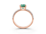 Rose gold Oval Cut Cut Pave Diamond Engagement Ring with Channel Set Band and Four-Prong Setting_3