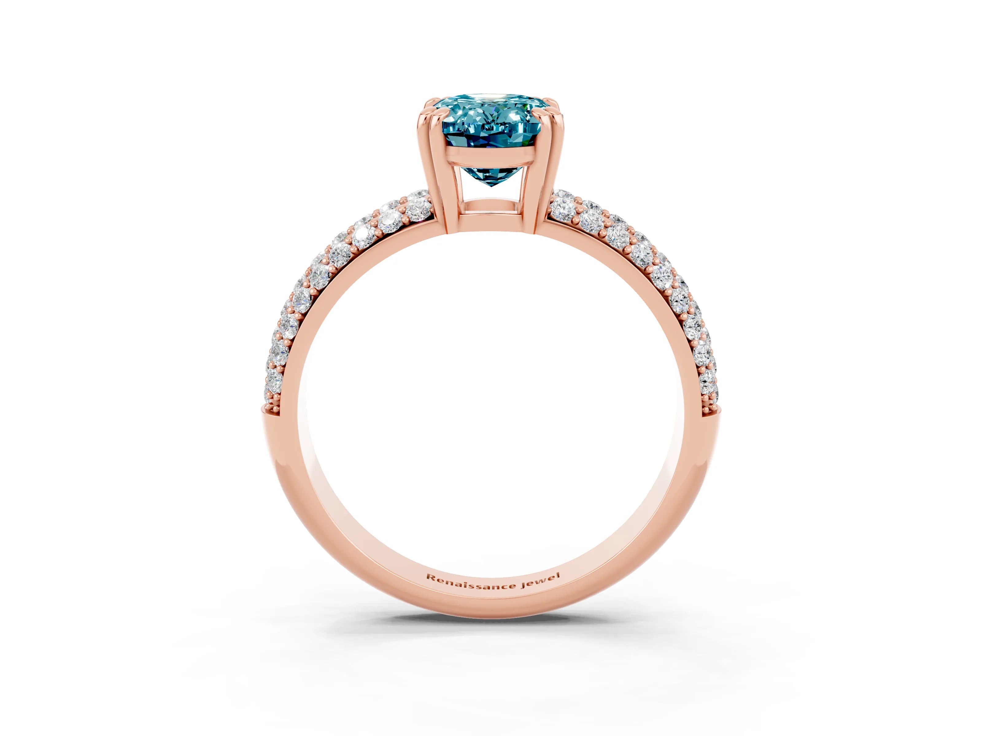 Rose gold Oval Cut Cut Pave Diamond Engagement Ring with Channel Set Band and Four-Prong Setting_3