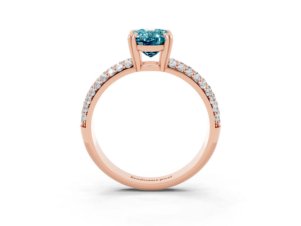 Rose gold Oval Cut Cut Pave Diamond Engagement Ring with Channel Set Band and Four-Prong Setting