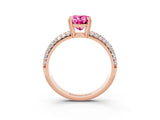 Rose gold Oval Cut Cut Pave Diamond Engagement Ring with Channel Set Band and Four-Prong Setting_3