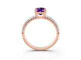 Rose gold Oval Cut Cut Pave Diamond Engagement Ring with Channel Set Band and Four-Prong Setting_3