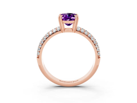 Rose gold Oval Cut Cut Pave Diamond Engagement Ring with Channel Set Band and Four-Prong Setting_3