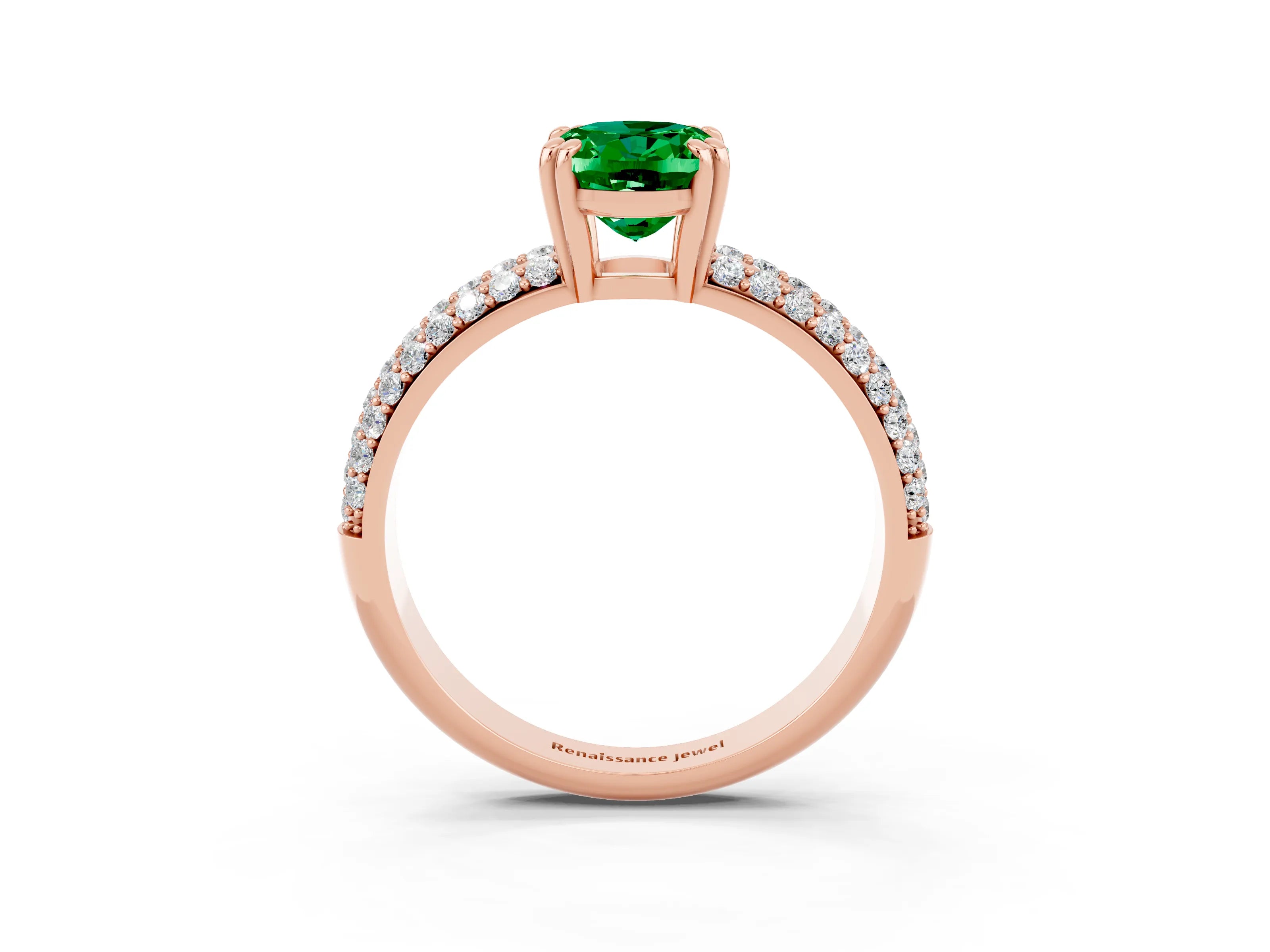 Rose gold Oval Cut Cut Pave Diamond Engagement Ring with Channel Set Band and Four-Prong Setting_3