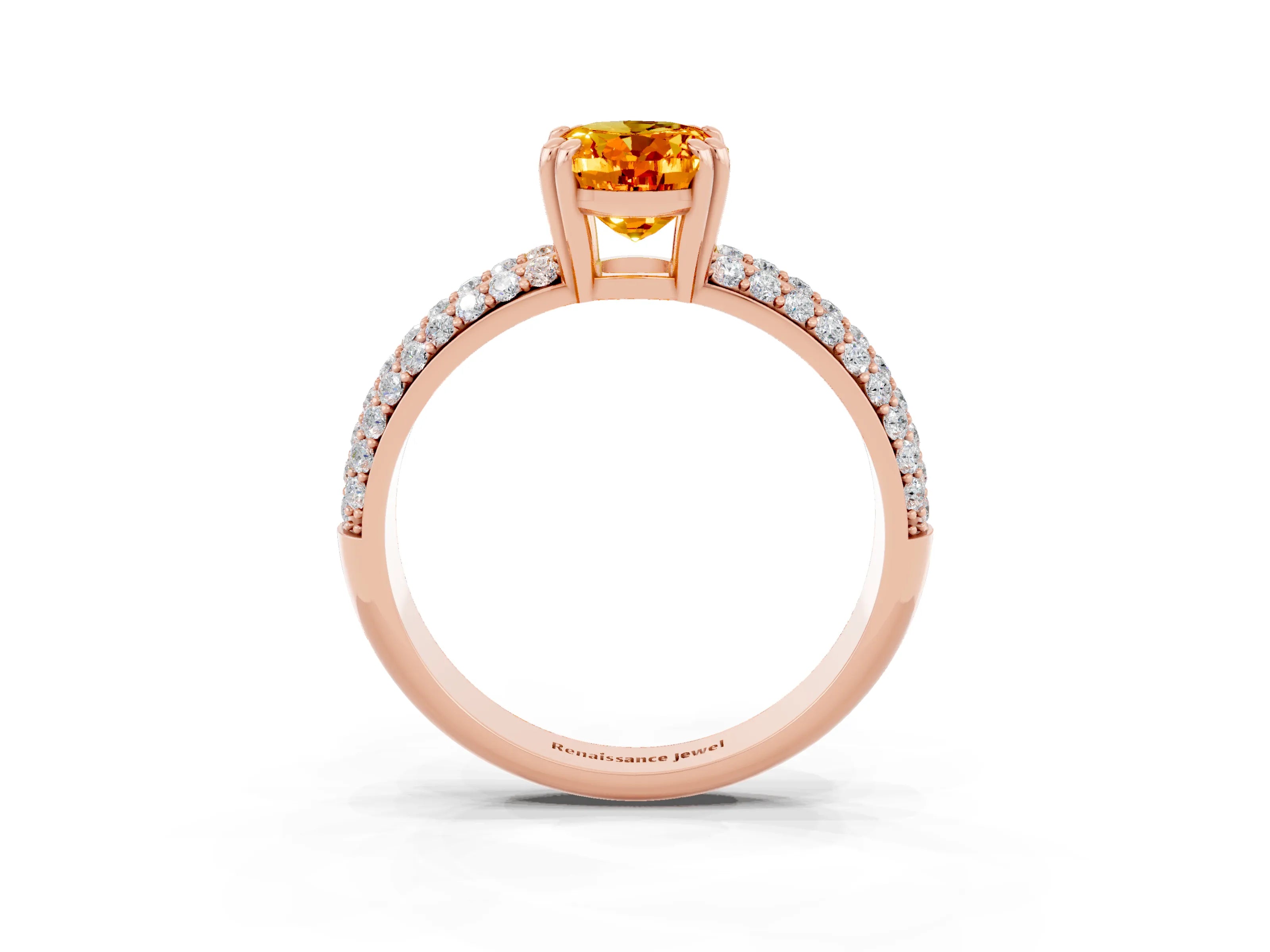 Rose gold Oval Cut Cut Pave Diamond Engagement Ring with Channel Set Band and Four-Prong Setting_3