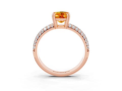 Rose gold Oval Cut Cut Pave Diamond Engagement Ring with Channel Set Band and Four-Prong Setting_3