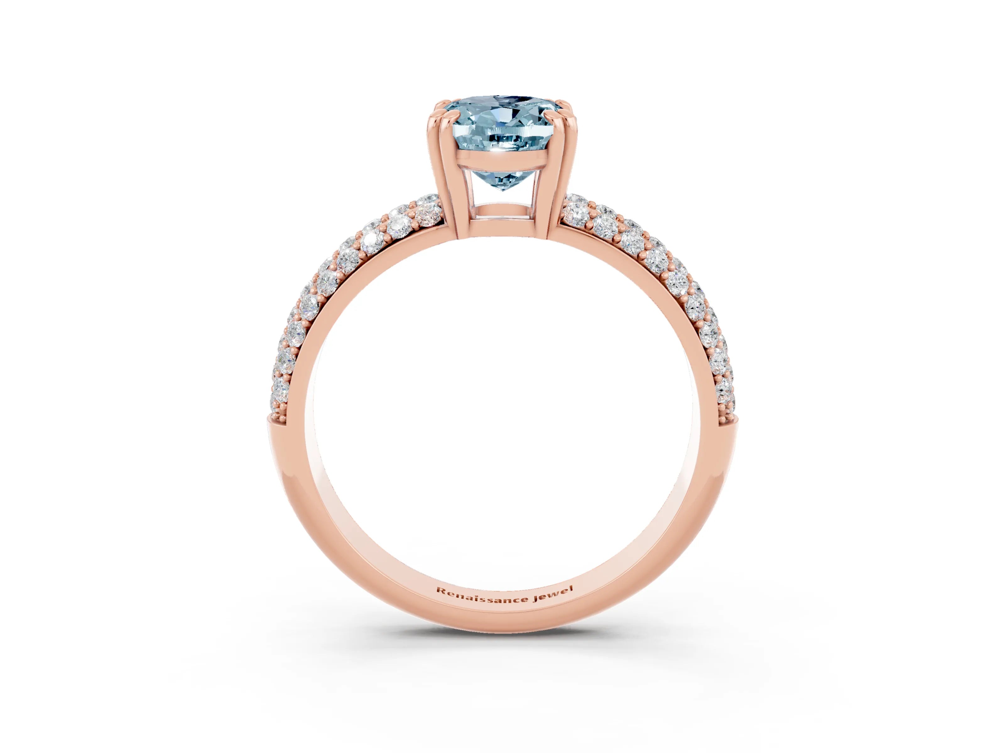 Rose gold Oval Cut Cut Pave Diamond Engagement Ring with Channel Set Band and Four-Prong Setting_3
