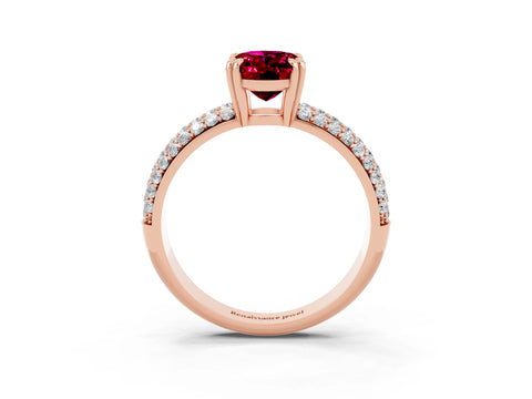 Rose gold Oval Cut Cut Pave Diamond Engagement Ring with Channel Set Band and Four-Prong Setting_3