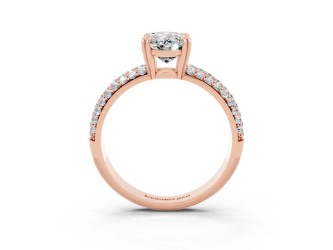 Rose gold Oval Cut Cut Pave Diamond Engagement Ring with Channel Set Band and Four-Prong Setting_3