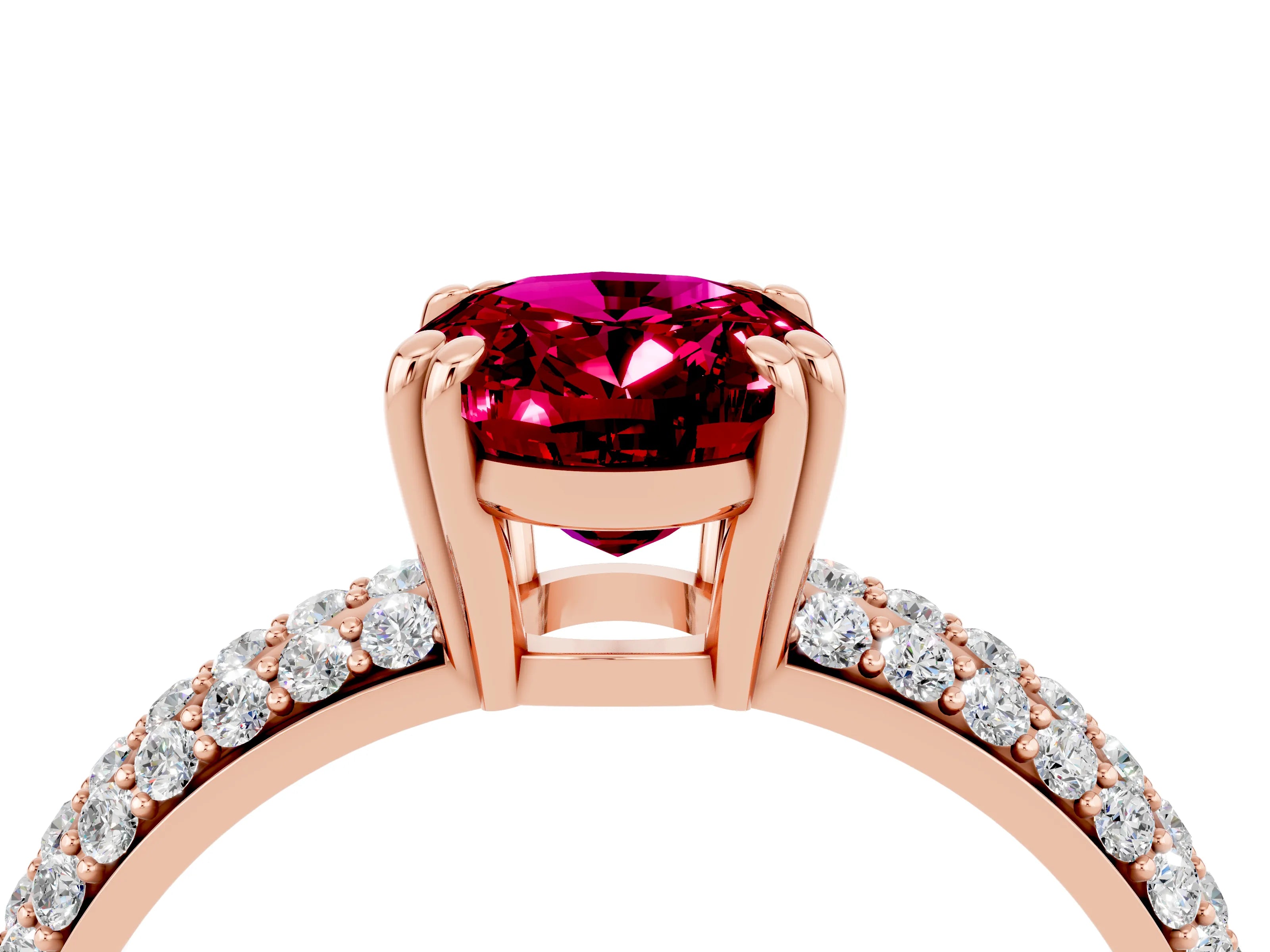 Rose gold Oval Cut Cut Pave Diamond Engagement Ring with Channel Set Band and Four-Prong Setting_4