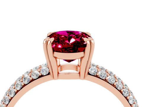 Rose gold Oval Cut Cut Pave Diamond Engagement Ring with Channel Set Band and Four-Prong Setting_4