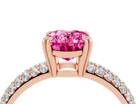 Rose gold Oval Cut Cut Pave Diamond Engagement Ring with Channel Set Band and Four-Prong Setting_4