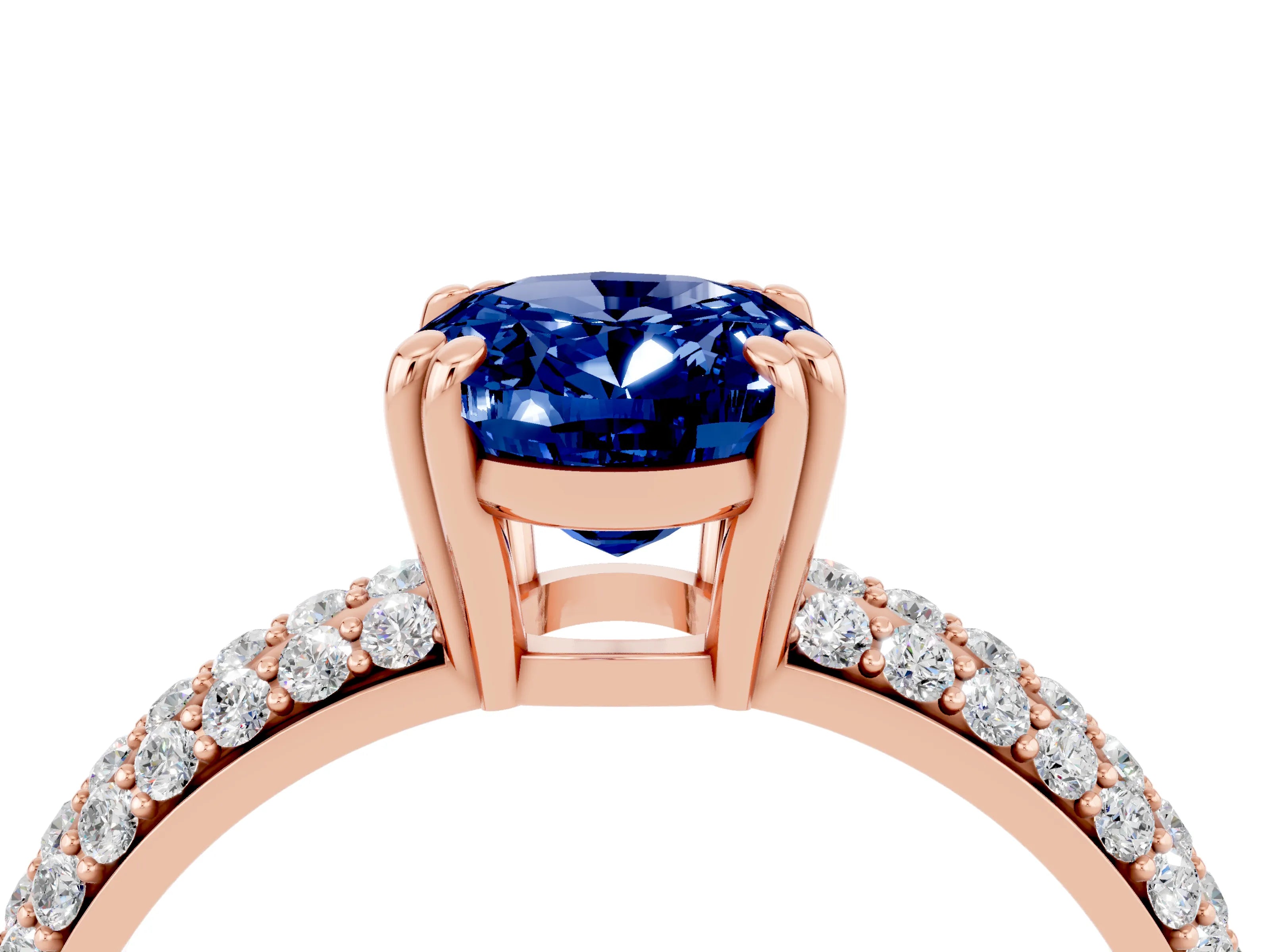Rose gold Oval Cut Cut Pave Diamond Engagement Ring with Channel Set Band and Four-Prong Setting_4