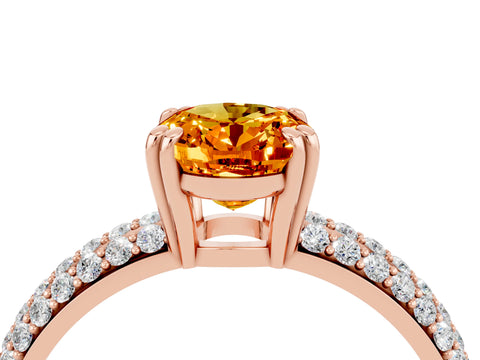 Rose gold Oval Cut Cut Pave Diamond Engagement Ring with Channel Set Band and Four-Prong Setting_4