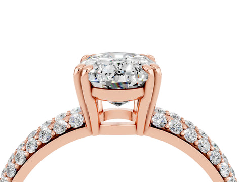 Rose gold Oval Cut Cut Pave Diamond Engagement Ring with Channel Set Band and Four-Prong Setting_4