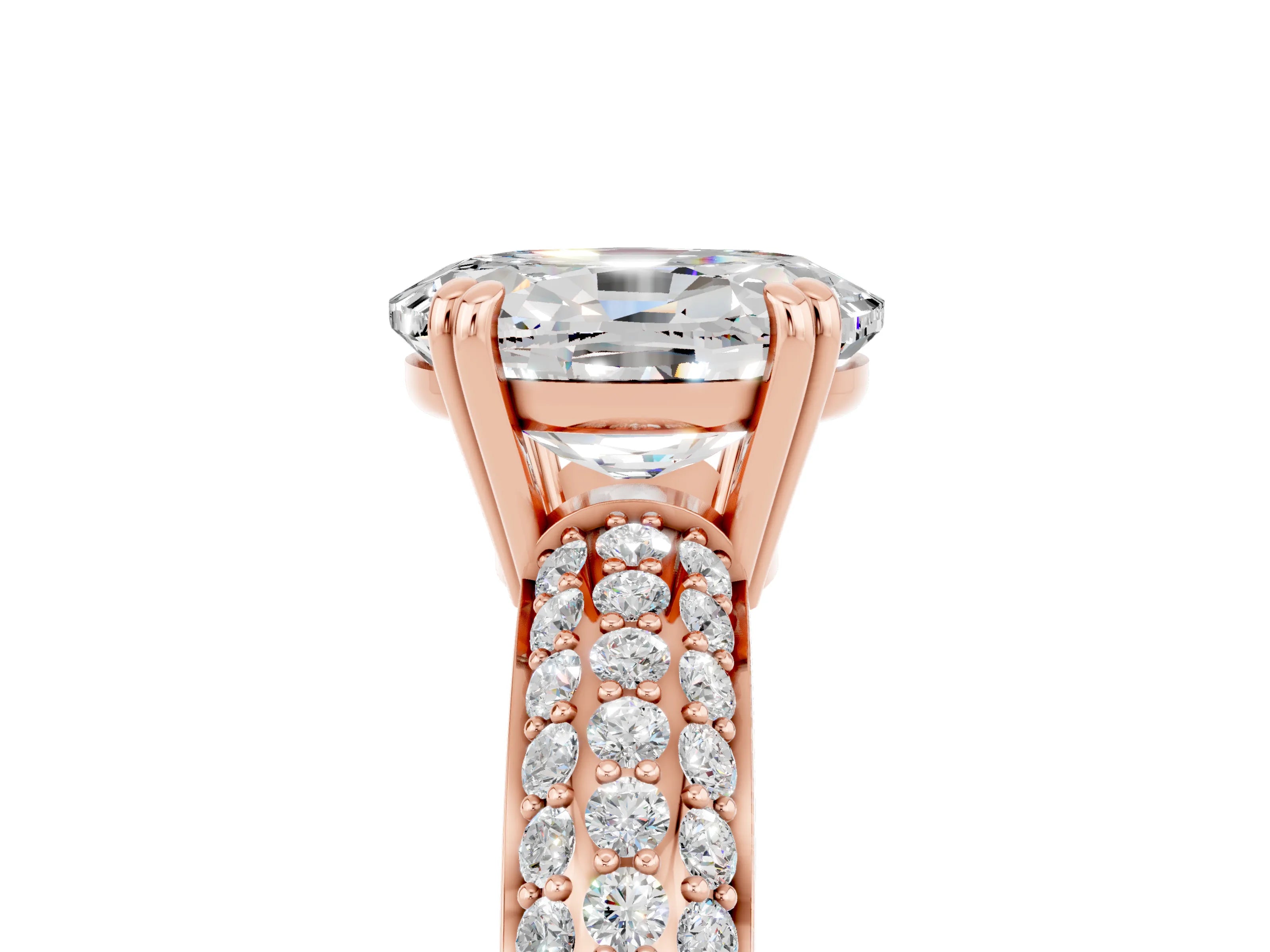 Rose gold Oval Cut Cut Pave Diamond Engagement Ring with Channel Set Band and Four-Prong Setting_5