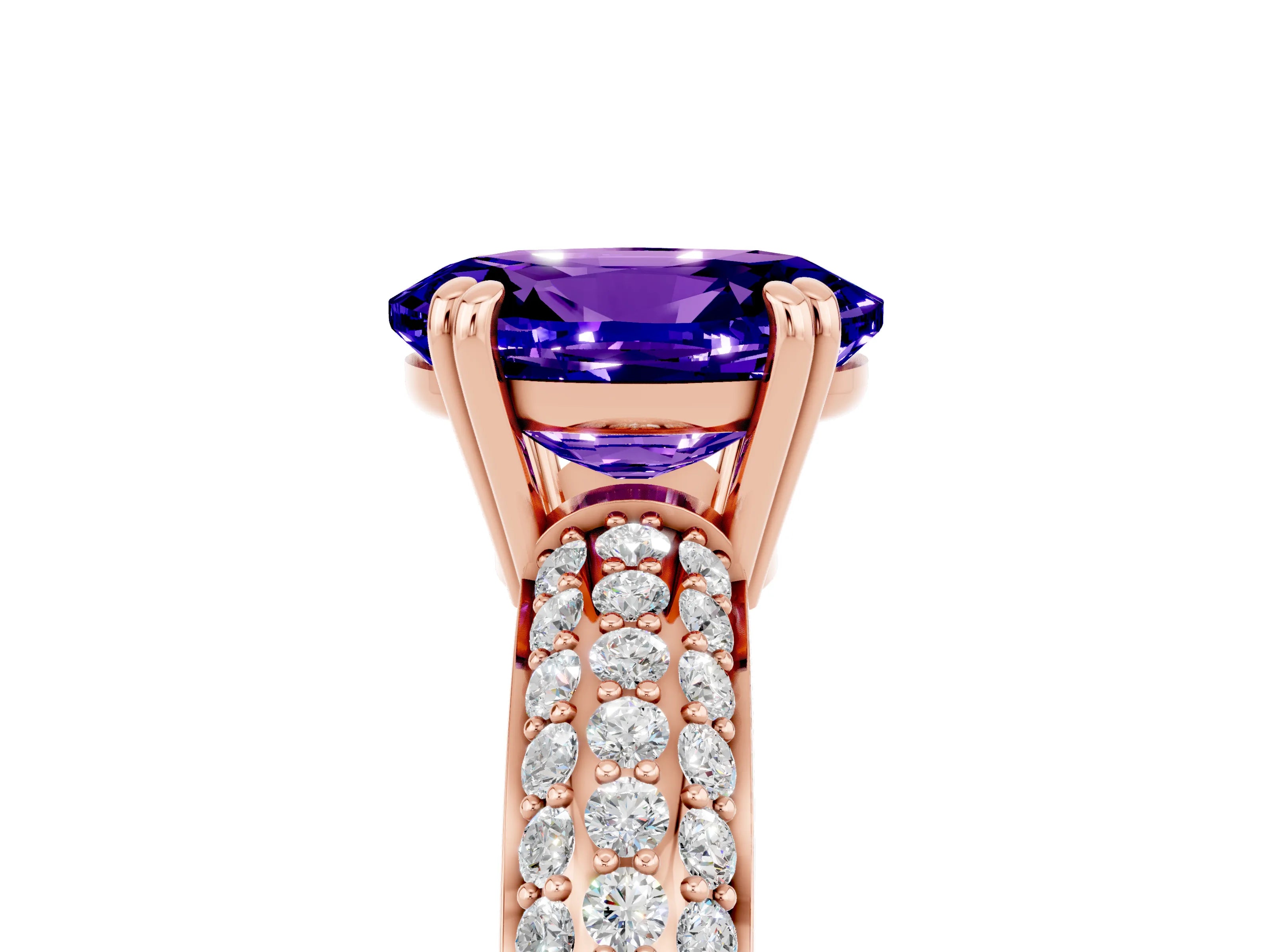Rose gold Oval Cut Cut Pave Diamond Engagement Ring with Channel Set Band and Four-Prong Setting_5