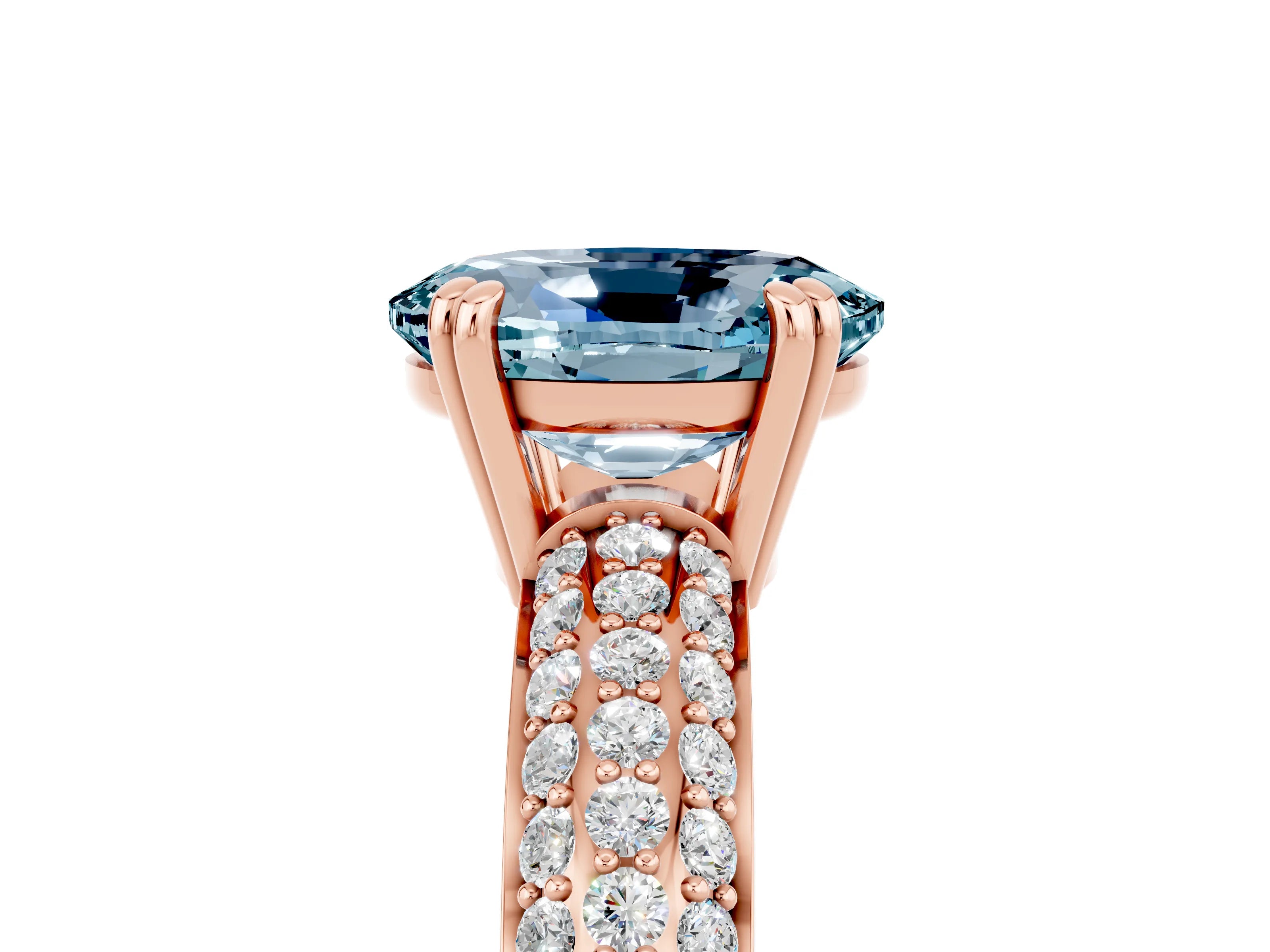 Rose gold Oval Cut Cut Pave Diamond Engagement Ring with Channel Set Band and Four-Prong Setting_5