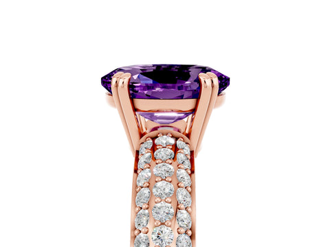Rose gold Oval Cut Cut Pave Diamond Engagement Ring with Channel Set Band and Four-Prong Setting_5