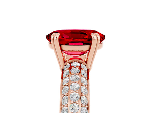 Rose gold Oval Cut Cut Pave Diamond Engagement Ring with Channel Set Band and Four-Prong Setting_5