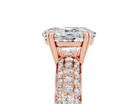 Rose gold Oval Cut Cut Pave Diamond Engagement Ring with Channel Set Band and Four-Prong Setting_5