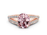 Rose gold Oval Cut Cut Split Shank Pave Diamond Engagement Ring with Four-Prong Setting