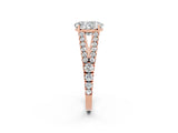 Rose gold Oval Cut Cut Split Shank Pave Diamond Engagement Ring with Four-Prong Setting_2