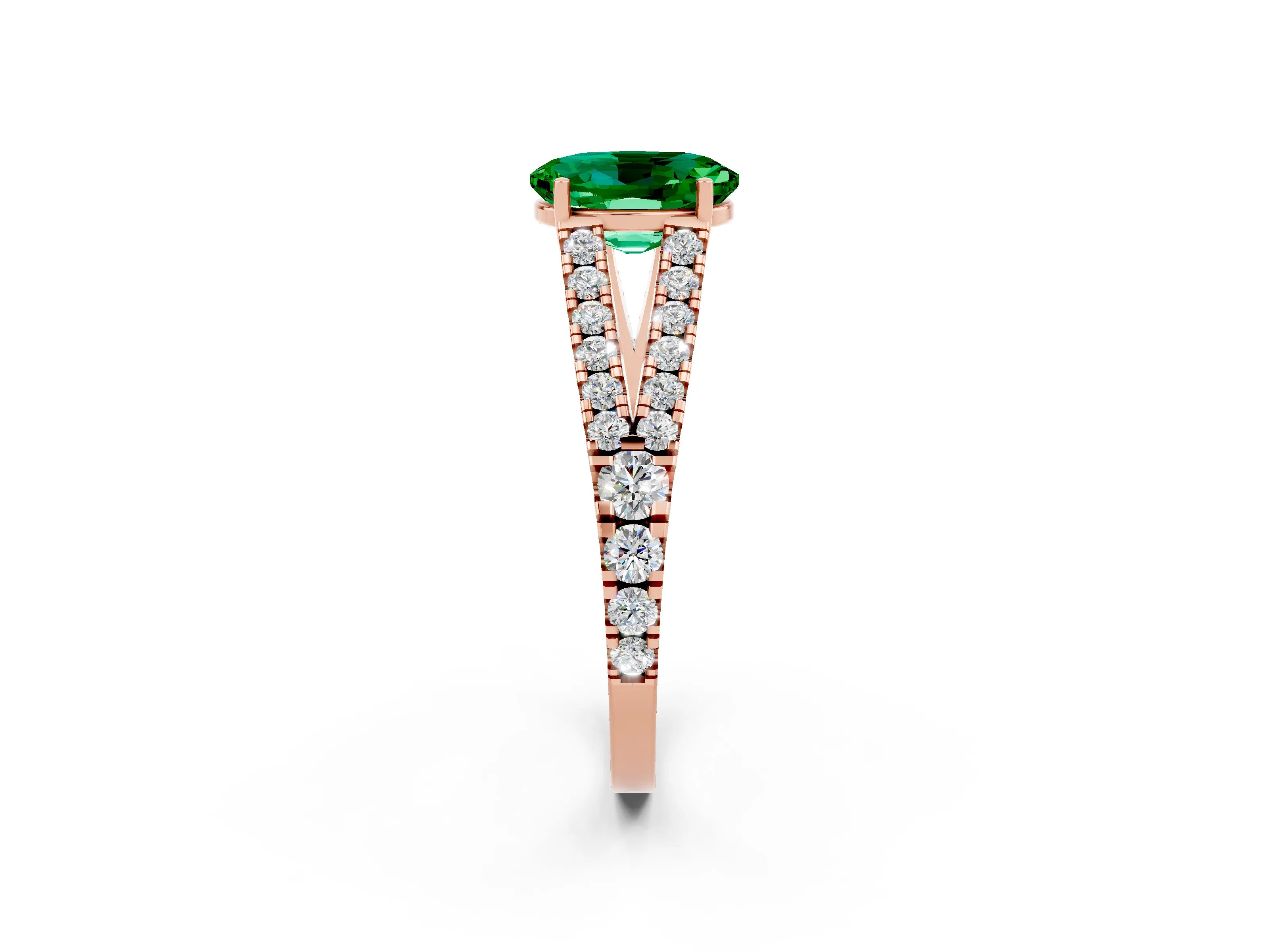 Rose gold Oval Cut Cut Split Shank Pave Diamond Engagement Ring with Four-Prong Setting_2