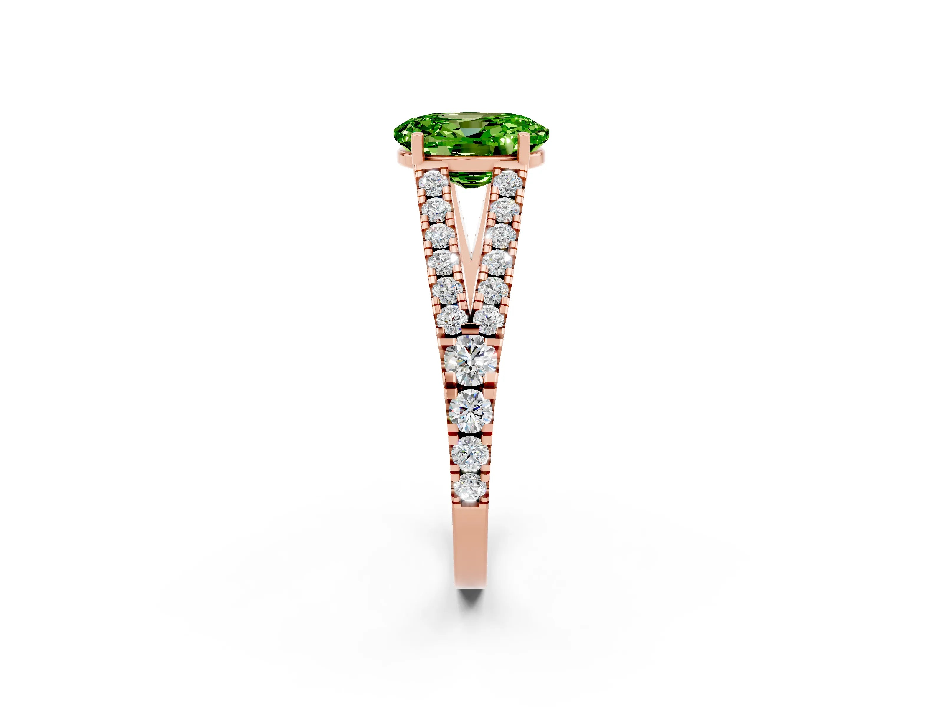 Rose gold Oval Cut Cut Split Shank Pave Diamond Engagement Ring with Four-Prong Setting_2