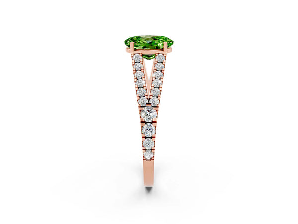 Rose gold Oval Cut Cut Split Shank Pave Diamond Engagement Ring with Four-Prong Setting