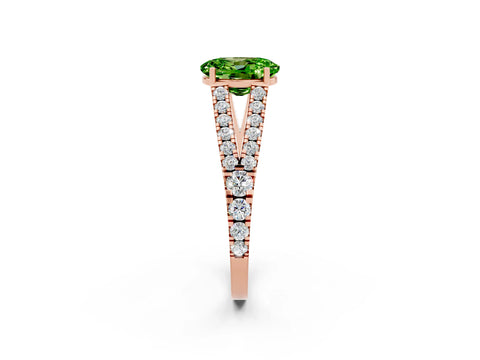 Rose gold Oval Cut Cut Split Shank Pave Diamond Engagement Ring with Four-Prong Setting_2