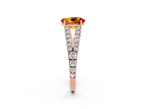 Rose gold Oval Cut Cut Split Shank Pave Diamond Engagement Ring with Four-Prong Setting_2