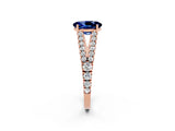 Rose gold Oval Cut Cut Split Shank Pave Diamond Engagement Ring with Four-Prong Setting_2