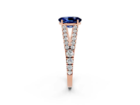 Rose gold Oval Cut Cut Split Shank Pave Diamond Engagement Ring with Four-Prong Setting_2