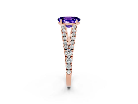 Rose gold Oval Cut Cut Split Shank Pave Diamond Engagement Ring with Four-Prong Setting_2