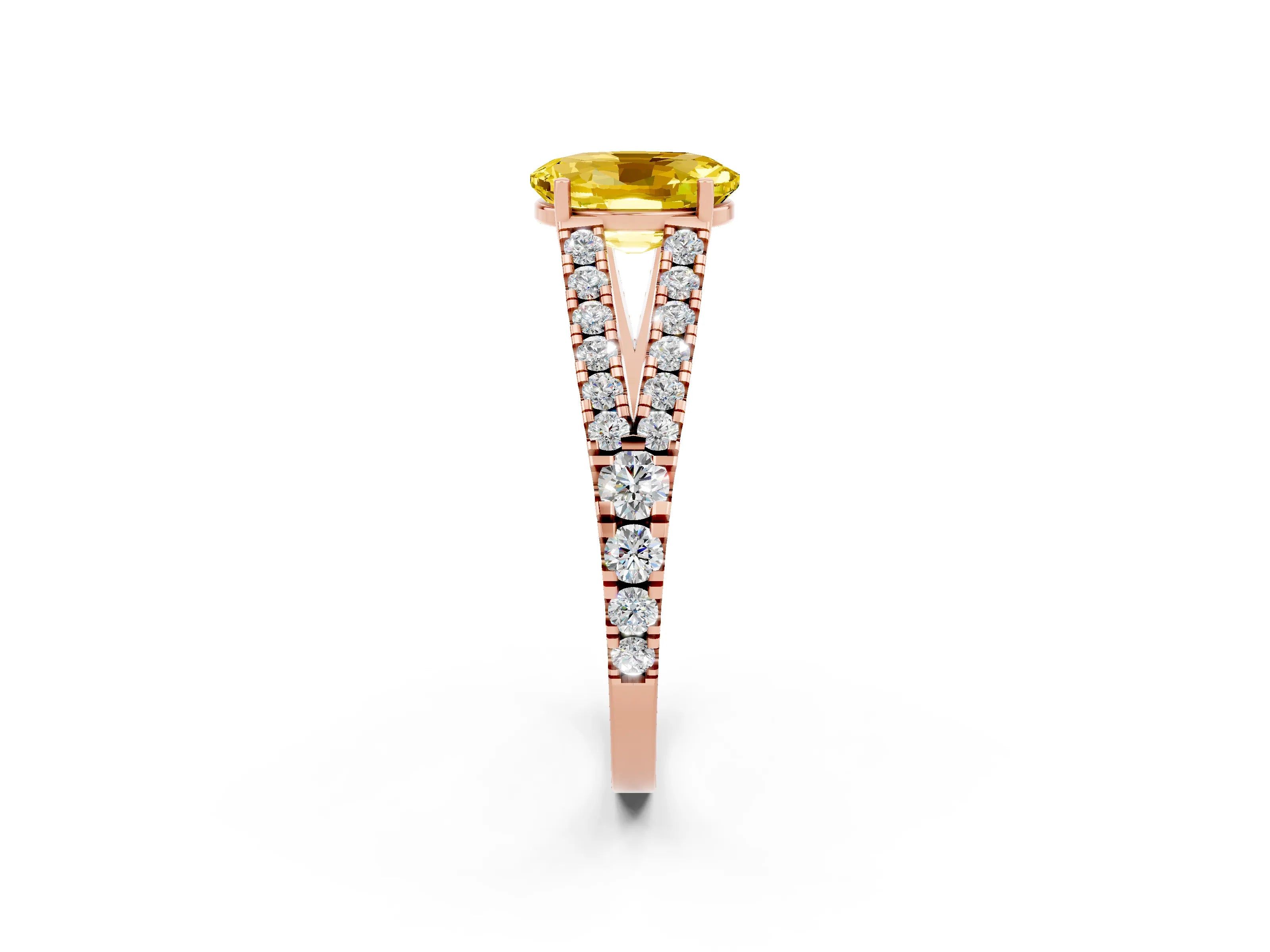 Rose gold Oval Cut Cut Split Shank Pave Diamond Engagement Ring with Four-Prong Setting_2