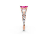 Rose gold Oval Cut Cut Split Shank Pave Diamond Engagement Ring with Four-Prong Setting_2
