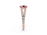 Rose gold Oval Cut Cut Split Shank Pave Diamond Engagement Ring with Four-Prong Setting_2