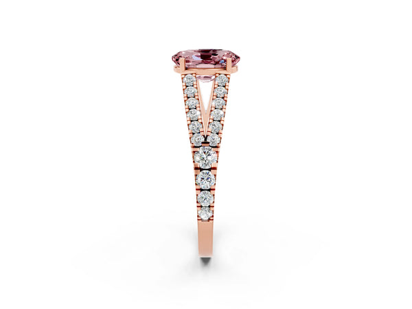 Rose gold Oval Cut Cut Split Shank Pave Diamond Engagement Ring with Four-Prong Setting