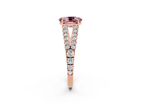 Rose gold Oval Cut Cut Split Shank Pave Diamond Engagement Ring with Four-Prong Setting_2
