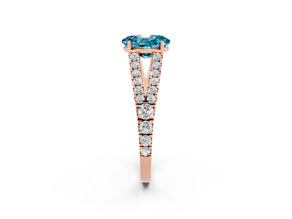 Rose gold Oval Cut Cut Split Shank Pave Diamond Engagement Ring with Four-Prong Setting