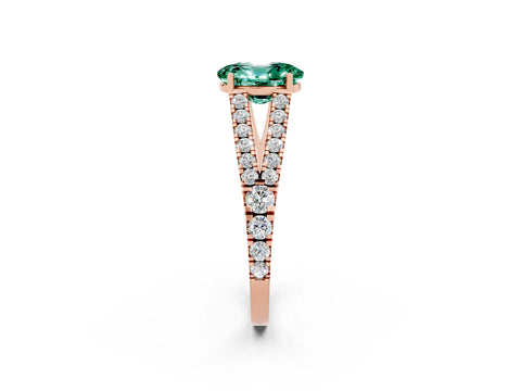 Rose gold Oval Cut Cut Split Shank Pave Diamond Engagement Ring with Four-Prong Setting_2